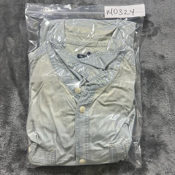 Gap Button Up Shirt Mens XL Light Blue Standard Fit Denim Long Sleeve‎ Pockets - Picture 9 of 9